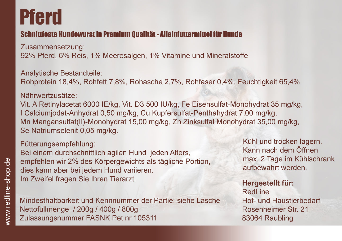 RedLine Hundewurst mit Pferd