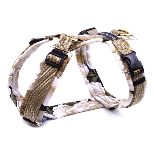 Gepolstertes Y-Geschirr in beige mit Blumenmuster