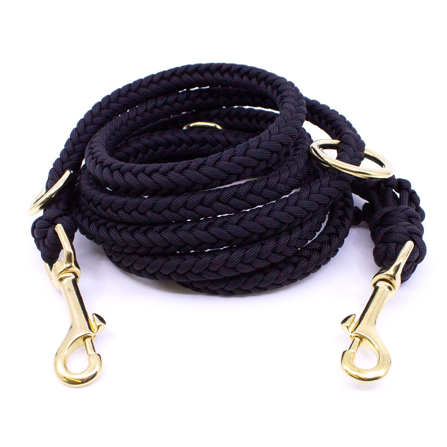 Paracord Leine KAIRO in Black mit Messing Beschlägen