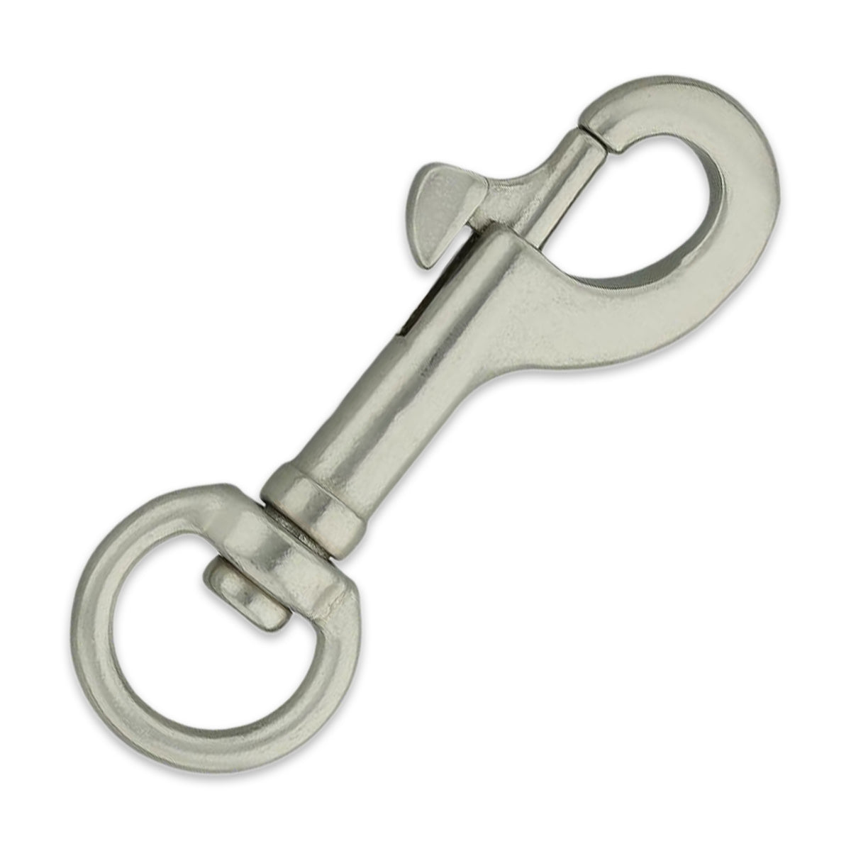 Kompakter Edelstahl Bolzenkarabiner 64mm mit rundem 13mm Wirbel für Hundeleinen aus Tau
