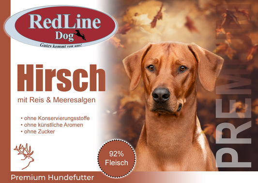 RedLine Hundewurst Hirsch mit Reis und Meeresalgen