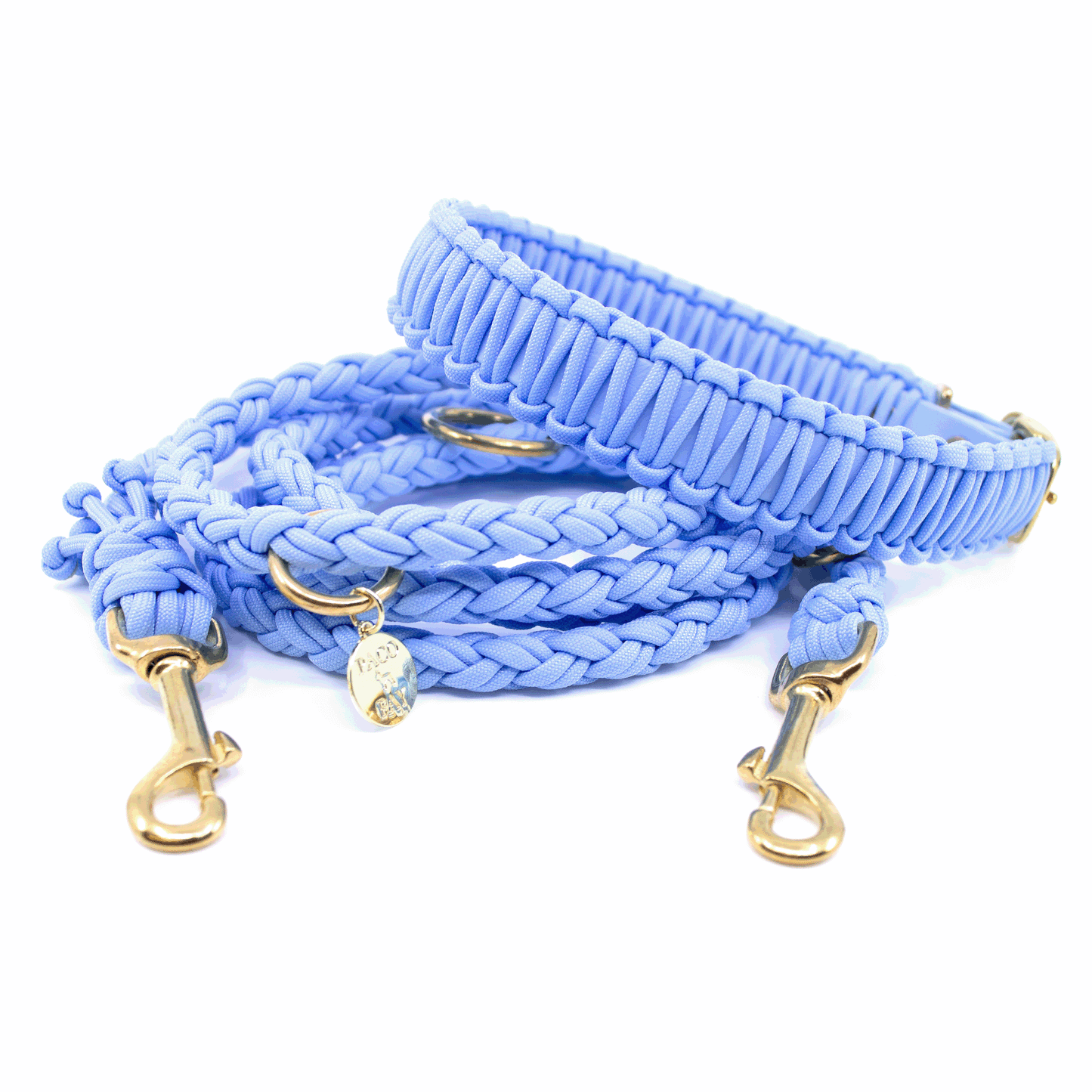 PACO & FAY Halsband und Leine aus Paracord in polar blau