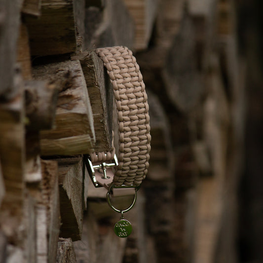 Paracord Halsband BACK ROAD JOURNEY in beige mit BioThane® Adapter