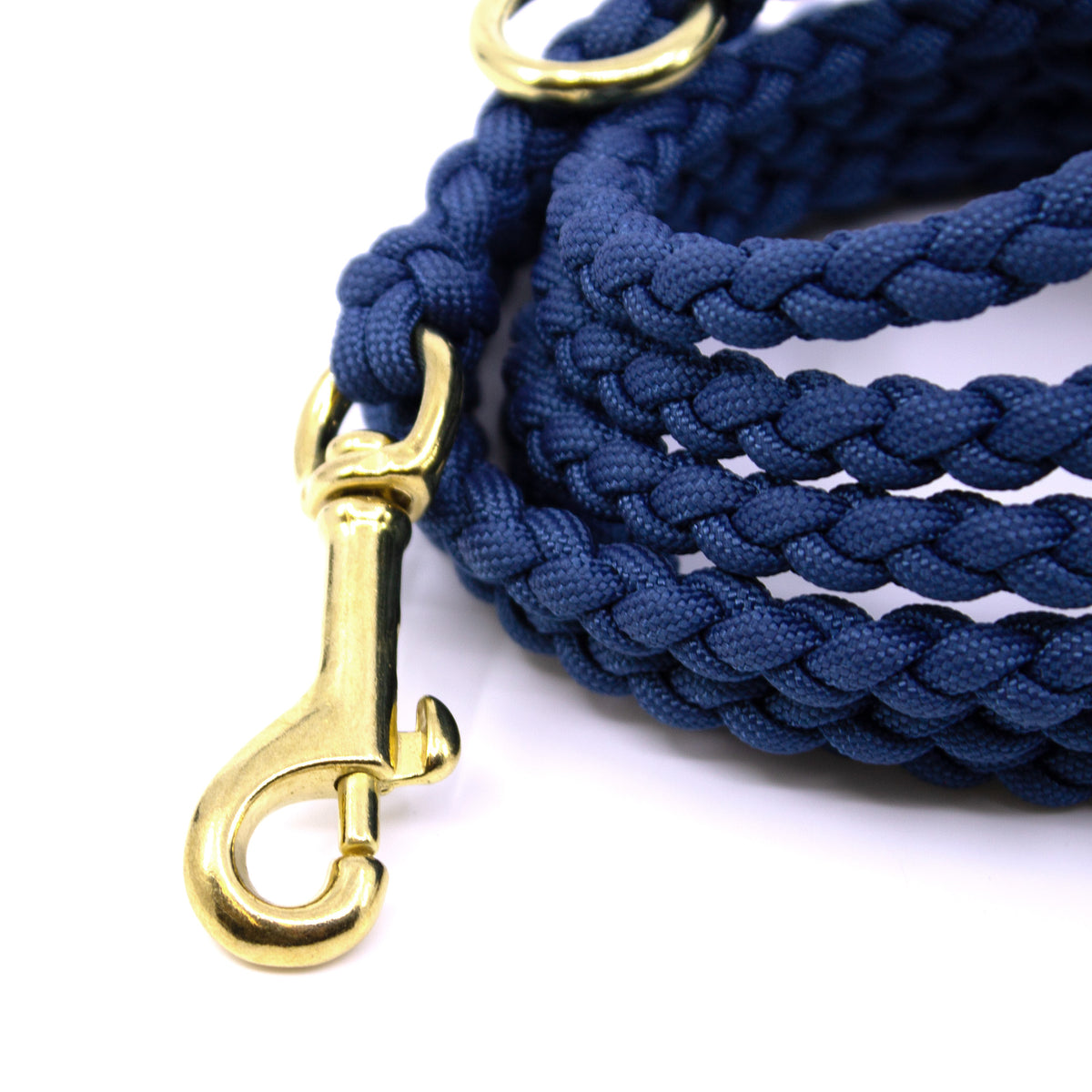 Leine Paracord Miami Small in Petrol Blau mit Messing Beschlägen