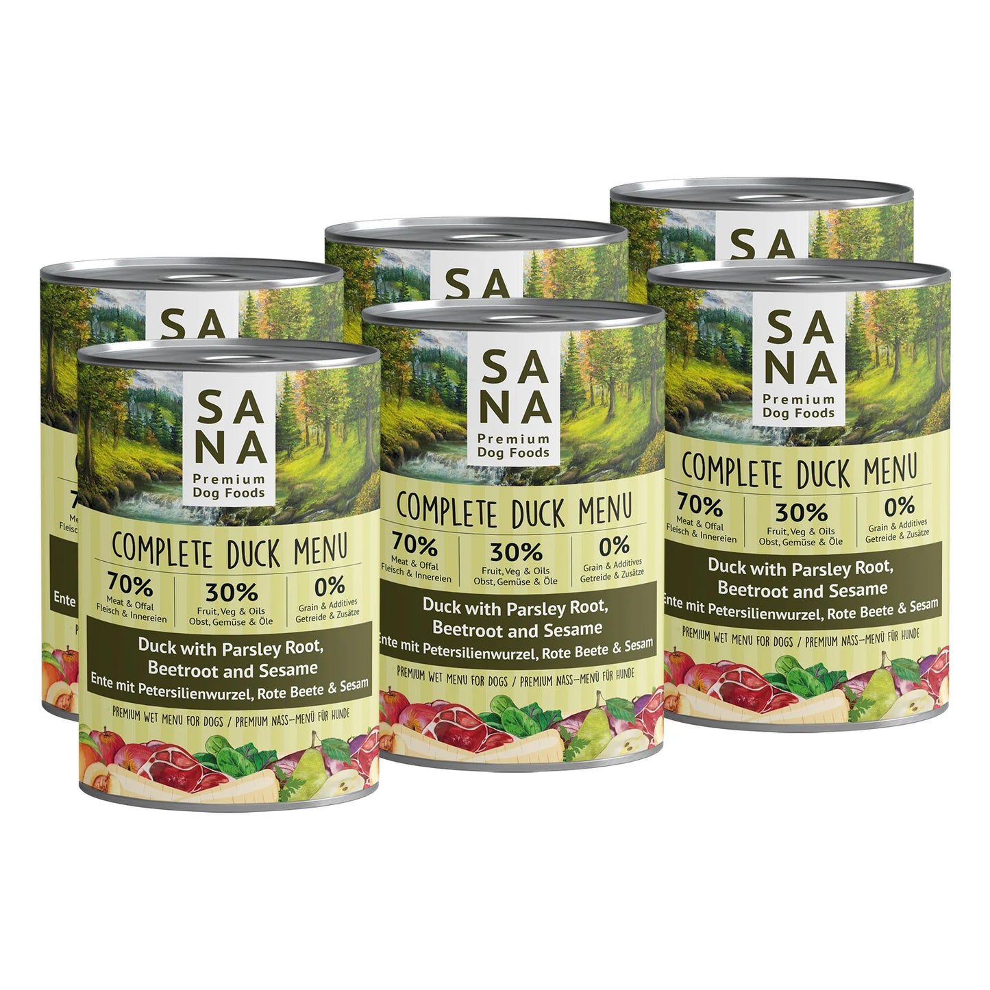 Nass-Menü ENTE mit Petersilienwurzel, Rote Beete und Sesam 400g