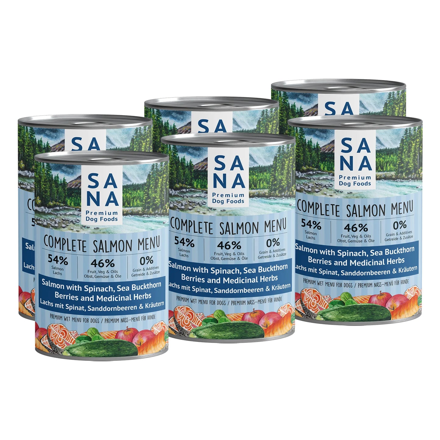 Nass-Menü LACHS mit Spinat, Sanddornbeeren und Kräutern 400g