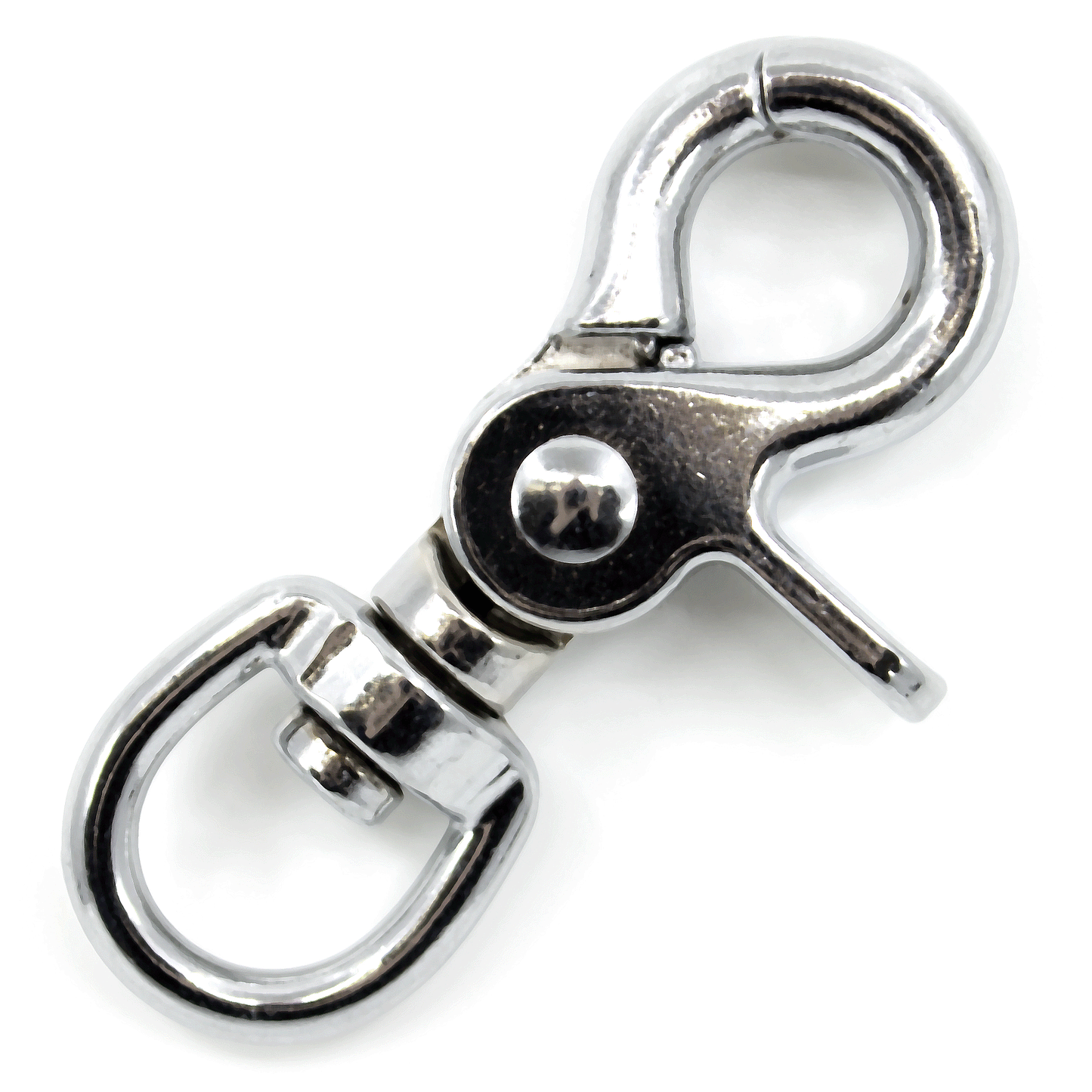 PACO and FAY Scherenkarabiner 63x13mm silber (verchromt) mit rundem drehbarem Wirbel