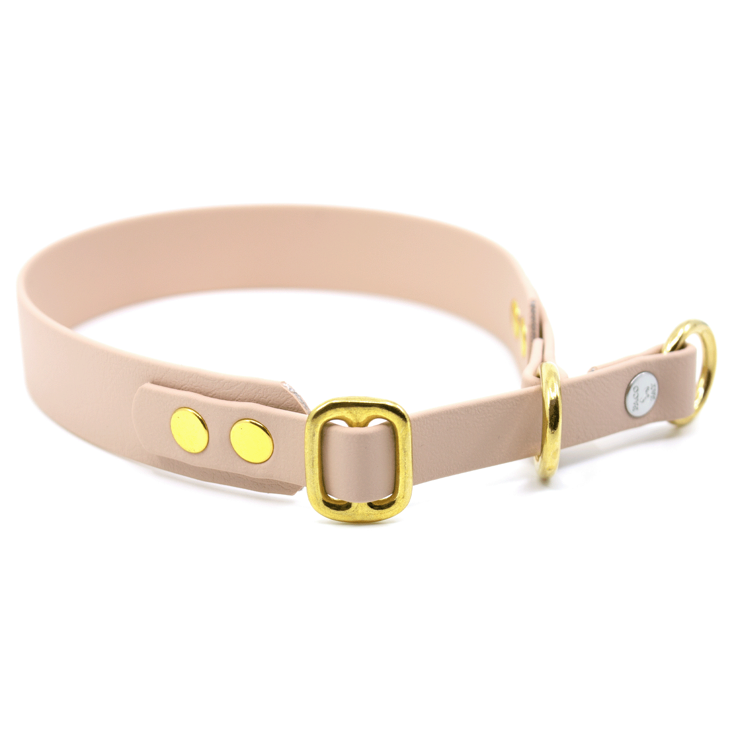 PACO & FAY Biothane® Zugstopp Halsband in der Farbe powder tan TN53D mit goldenen Beschlägen