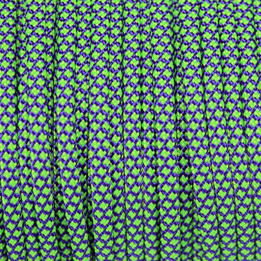 Meterware 550 TYP III Parachute Cord in der Farbe: ACID PURPLE & NEON GREEN DIAMONDS