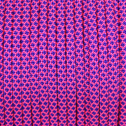 Meterware 550 TYP III Parachute Cord in der Farbe: NEON PINK & ACID PURPLE DIAMONDS