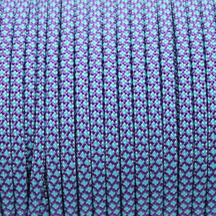 Meterware 550 TYP III Parachute Cord in der Farbe: ACID PURPLE & NEON TURQUOISE DIAMONDS