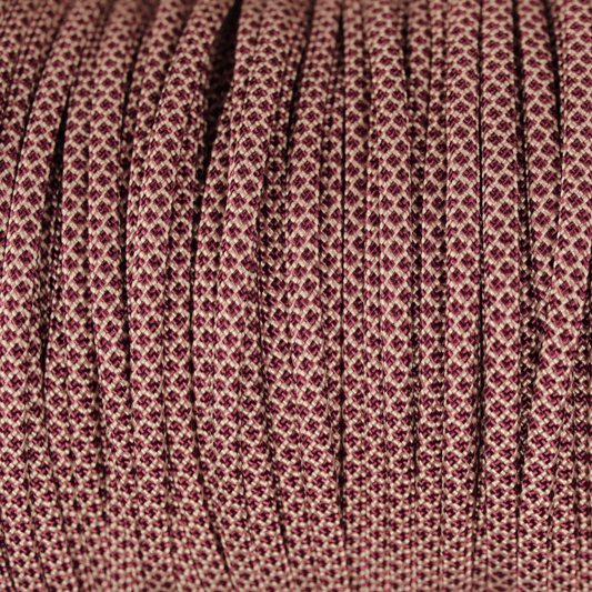 Meterware 550 TYP III Parachute Cord in der Farbe: CREAM & BURGUNDY DIAMONDS