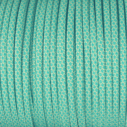 Meterware 550 TYP III Parachute Cord in der Farbe: CREAM & TURQUOISE DIAMONDS