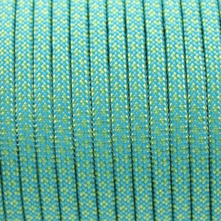 Meterware 550 TYP III Parachute Cord in der Farbe: NEON TURQUOISE & MINT DIAMONDS