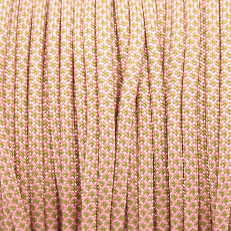Meterware 550 TYP III Parachute Cord in der Farbe: ROSE PINK & MOSS DIAMONDS