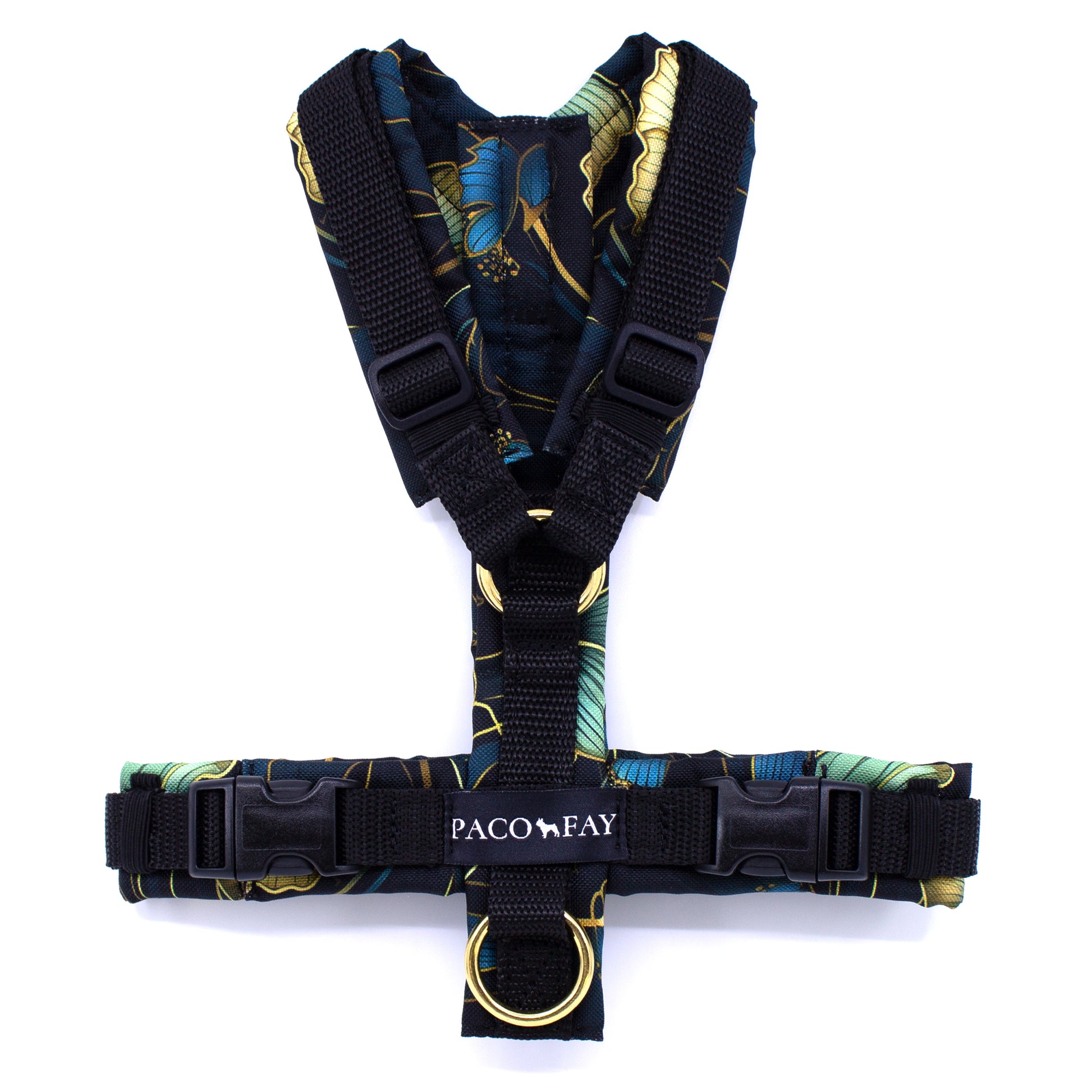 Y-Geschirr für Hunde in Autumn Flowers mit schwarz