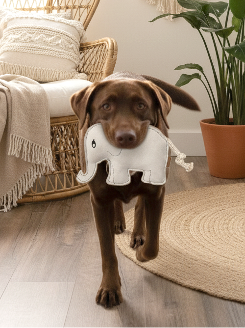 BUDDY. Leather dog toy "Elephant"