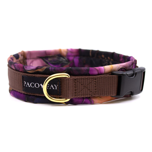Hundehalsband gepolstert mit wasserabweisendem Polyester im Blumenmuster