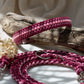Paracord Halsband und Leine in rosa und weinrot