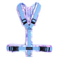 Hundegschirr gepolstert Y-Form mit hellbalu und rosa