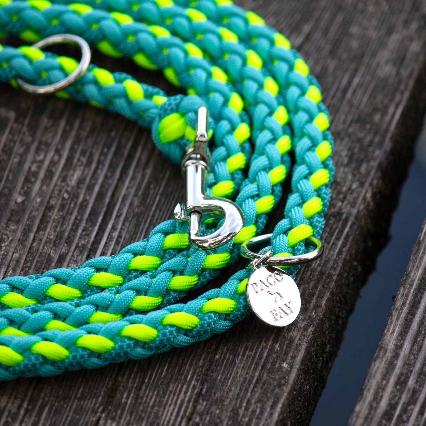 Paracord Leine DUBAI in Türkis und Neon Yellow