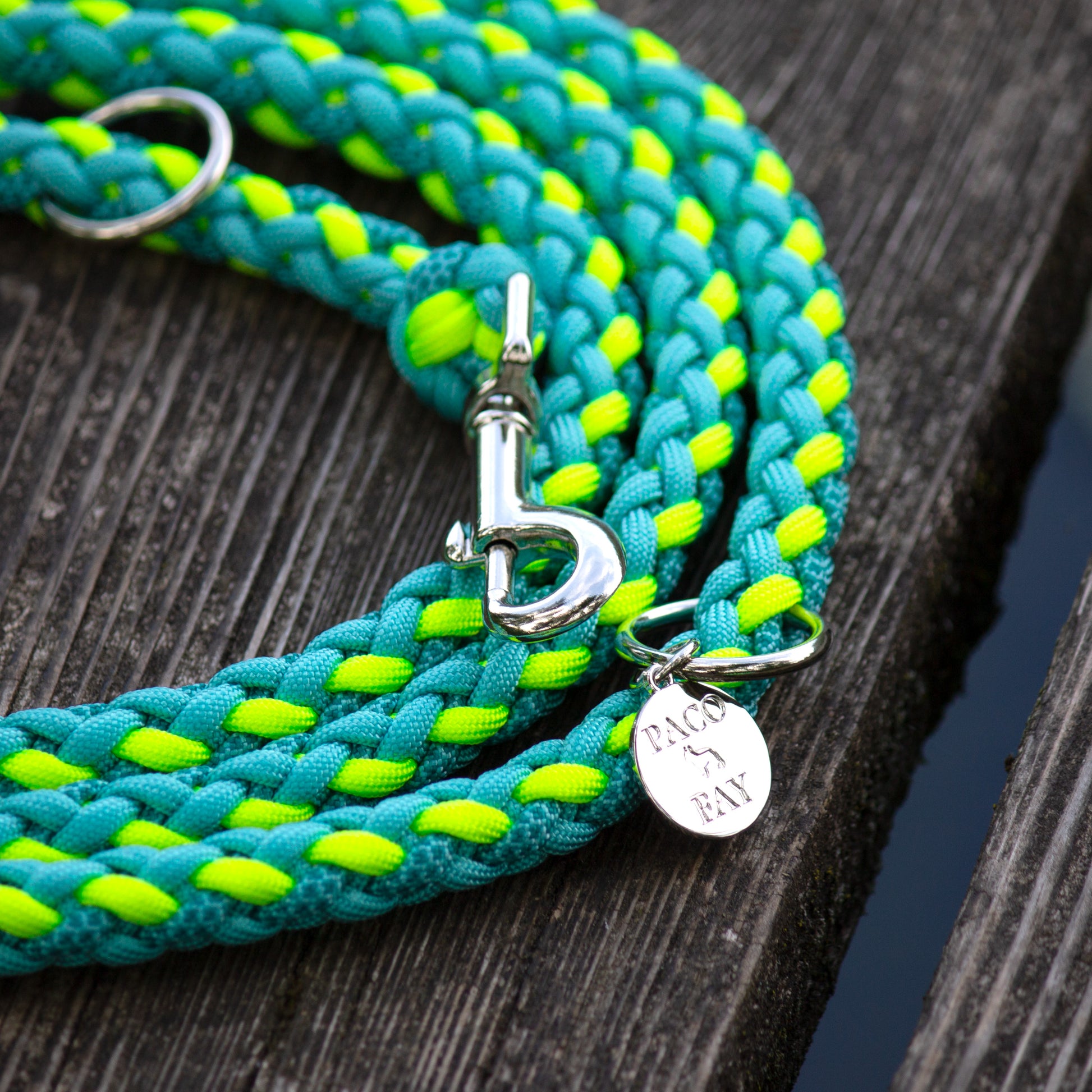 Paracord Leine DUBAI in Türkis und Neon Yellow
