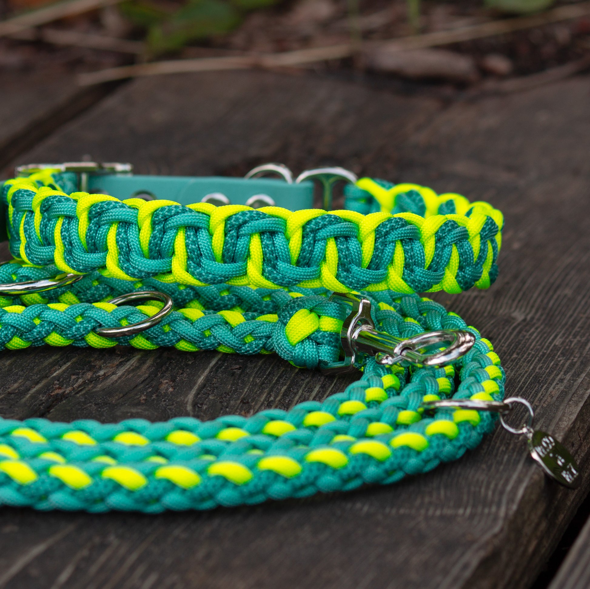 Halsband und Leine aus Paracord für mittelgroße Hunde