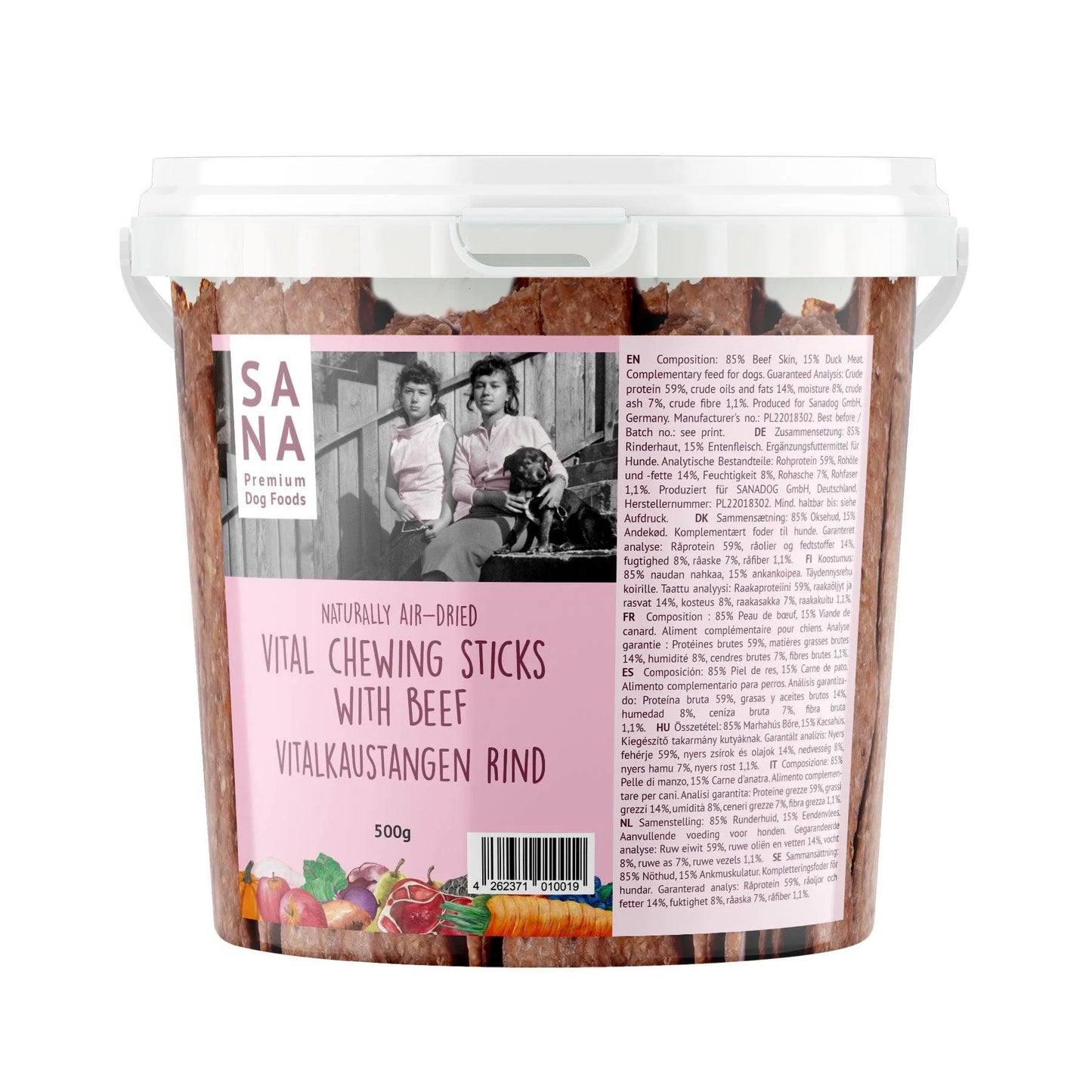 SANADOG Vitalkaustange Rind 500g Eimer