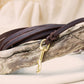 Schleppleine aus Fettleder in braun mit Messing Bolzenkarabiner