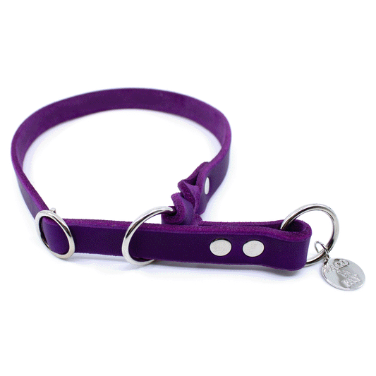 PACOandFAY Zugstopp Halsband aus Fettleder in lila