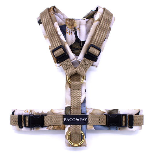 Gepolstertes Y-Geschirr in beige mit Blumenmuster