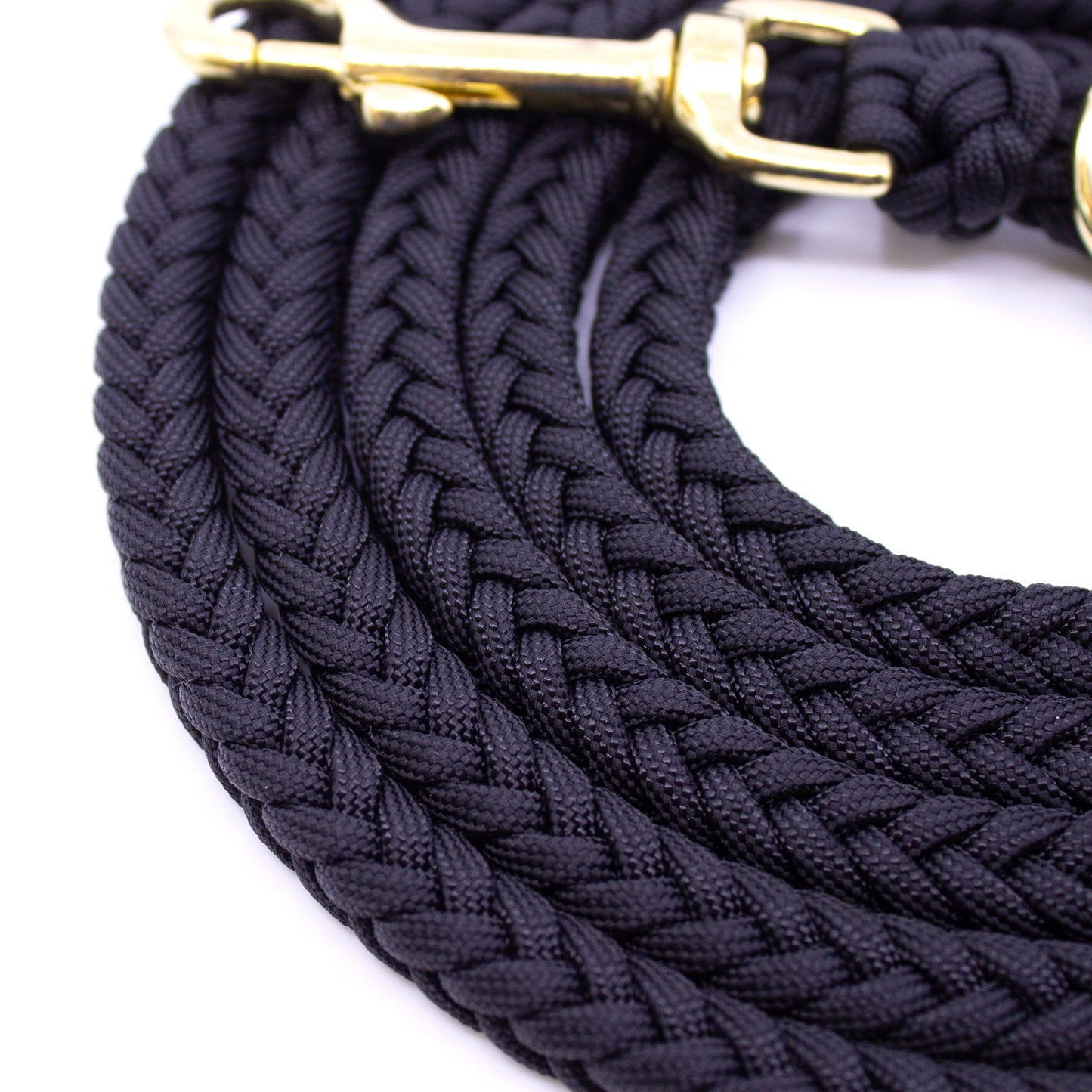 Paracord Leine KAIRO in Schwarz mit Messing Beschlägen