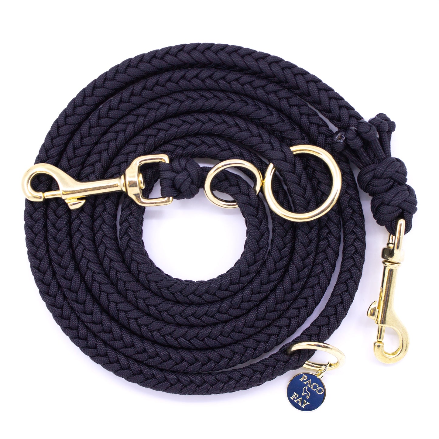 Paracord Leine KAIRO in Black mit Messing Beschlägen