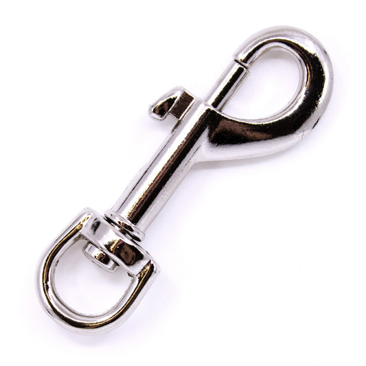 Glänzender Bolzenkarabiner in Silber (75x13mm) mit Drehwirbel als stabiler Leinenkarabiner für DIY von PACO and FAY