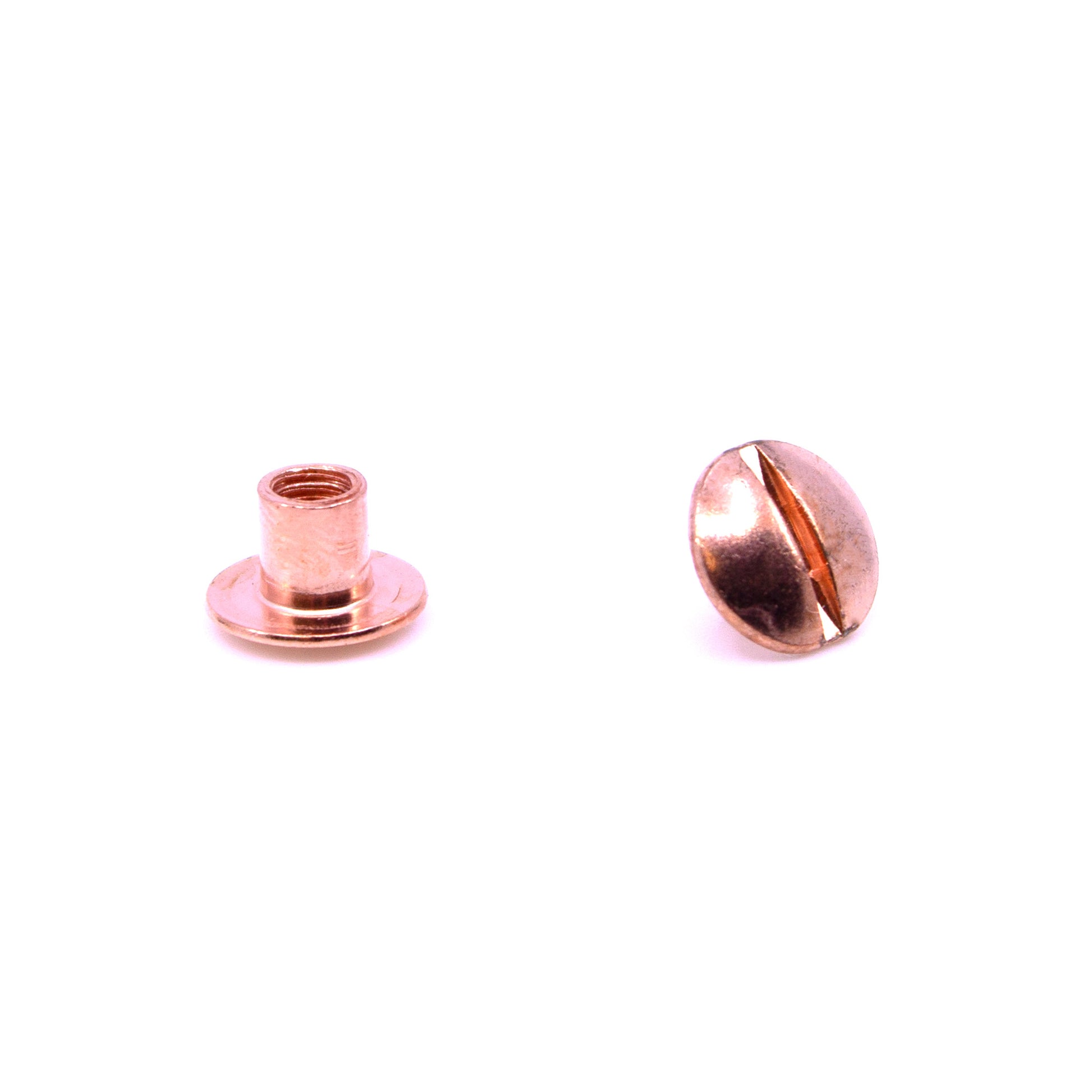 Edle Buchschraube in Roségold (10x5mm) als verkupferte Chicago Screw Schraubniete für DIY Hundeleinen von PACO and FAY