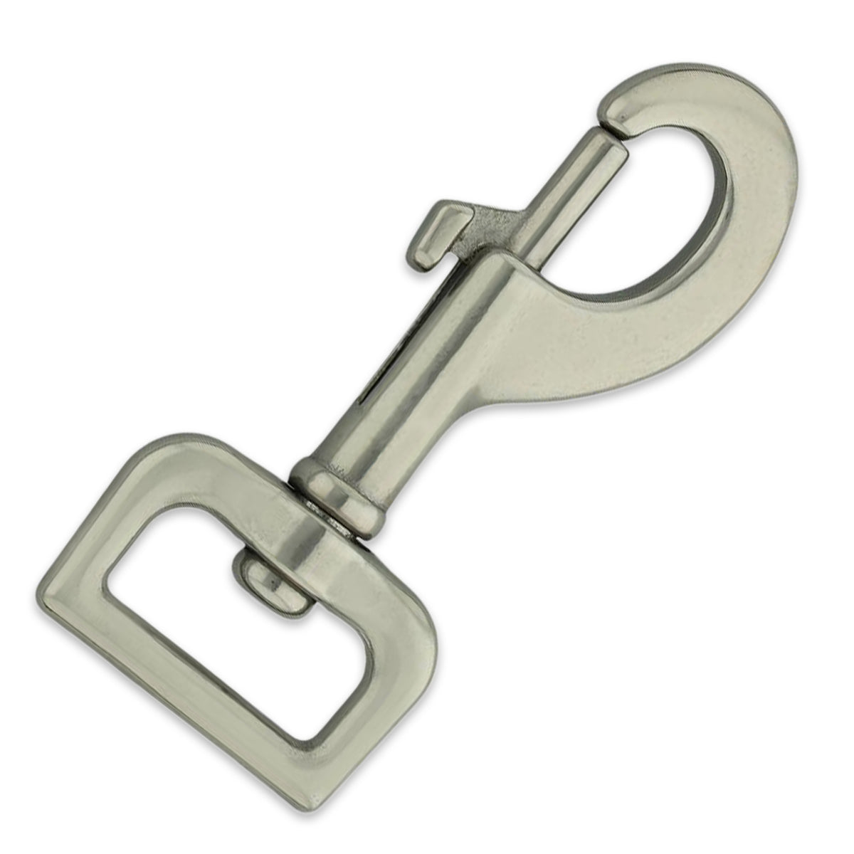 Massiver Edelstahl Bolzenkarabiner 80mm mit quadratischem 25mm Wirbel für breite Hundeleinen