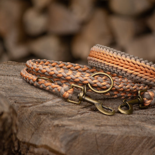 Paracord Halsband TIMELESS in tan und peach glitzer