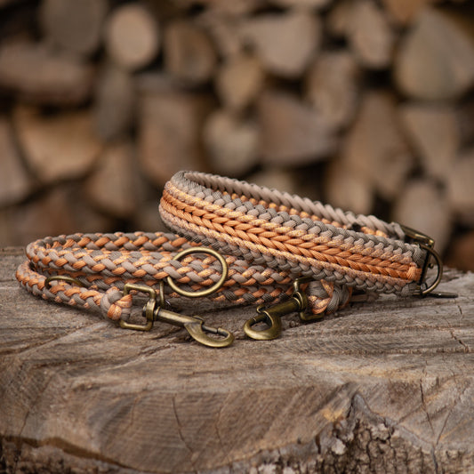 Paracord Halsband TIMELESS in tan und peach glitzer
