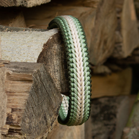 Paracord Halsband in creme und grün
