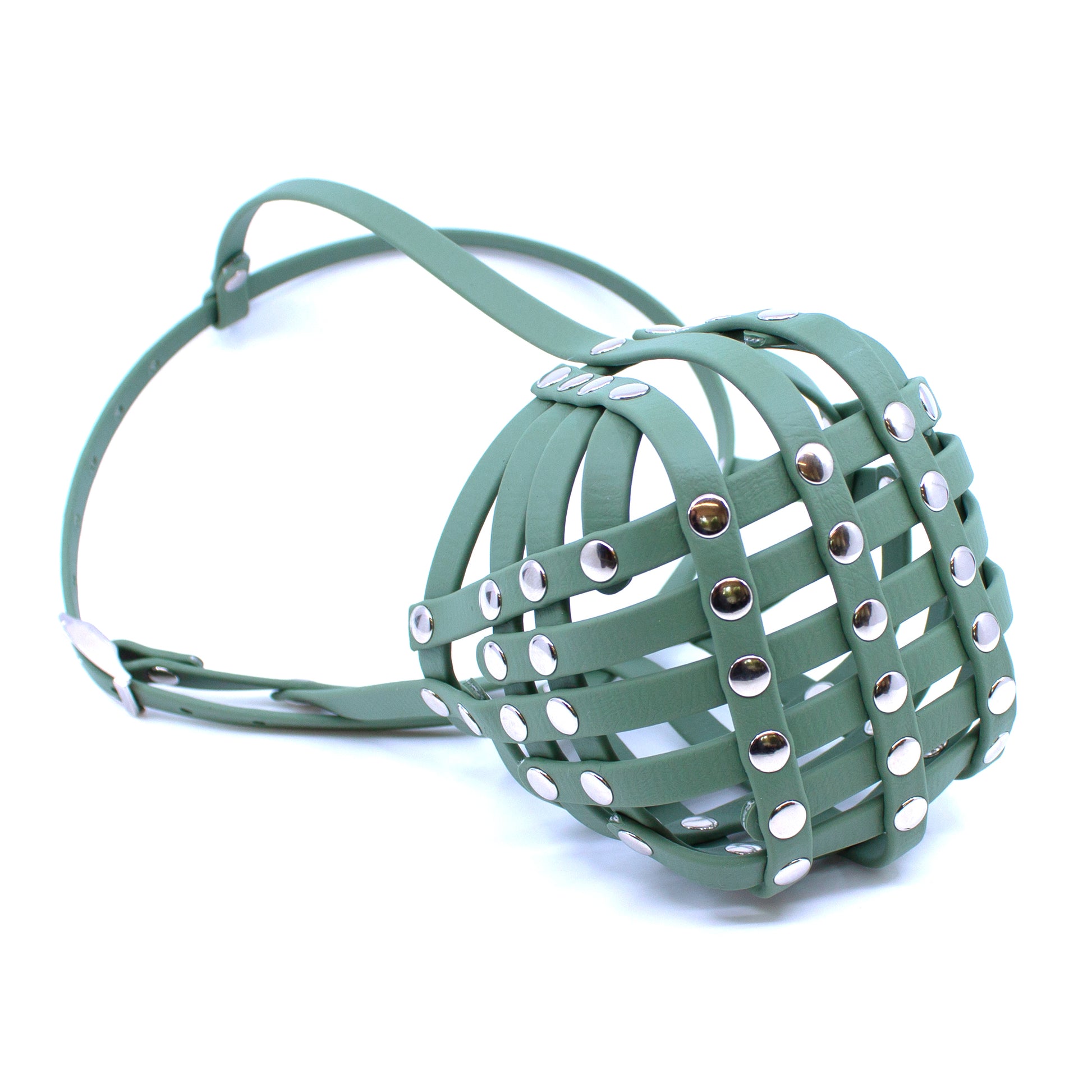 Maulkorb aus BioThane für Astralian Cattle Dog in foggy green