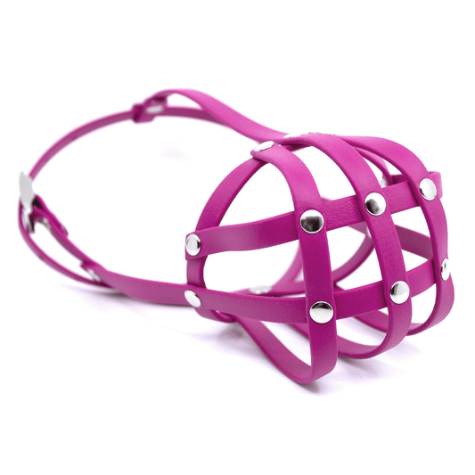 Maulkorb aus BioThane für Frenchie in berry pink
