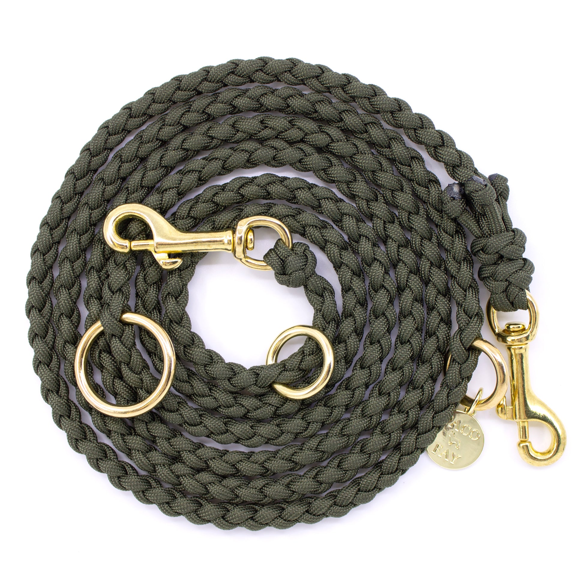 Paracord Hundeleine in olive für kleine Hunde