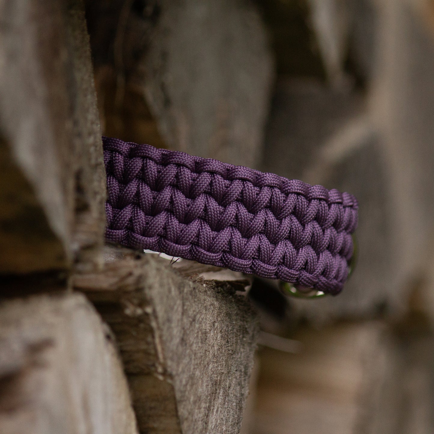 Paracord Halsband BACK ROAD JOURNEY in lila mit BioThane® Adapter