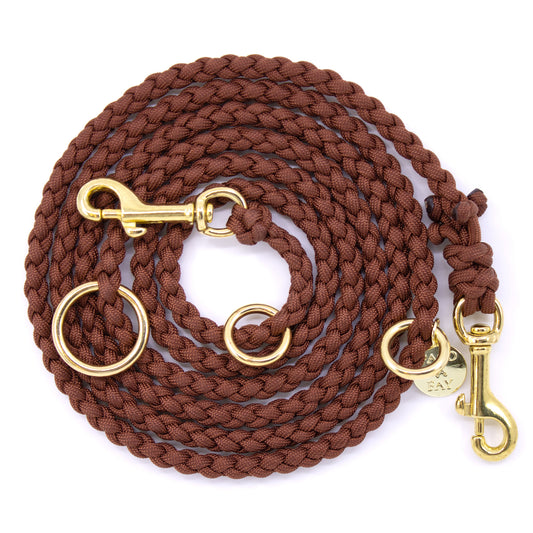 Paracord Hundeleine MIAMI 2m 3-fach verstellbar in Chocolate