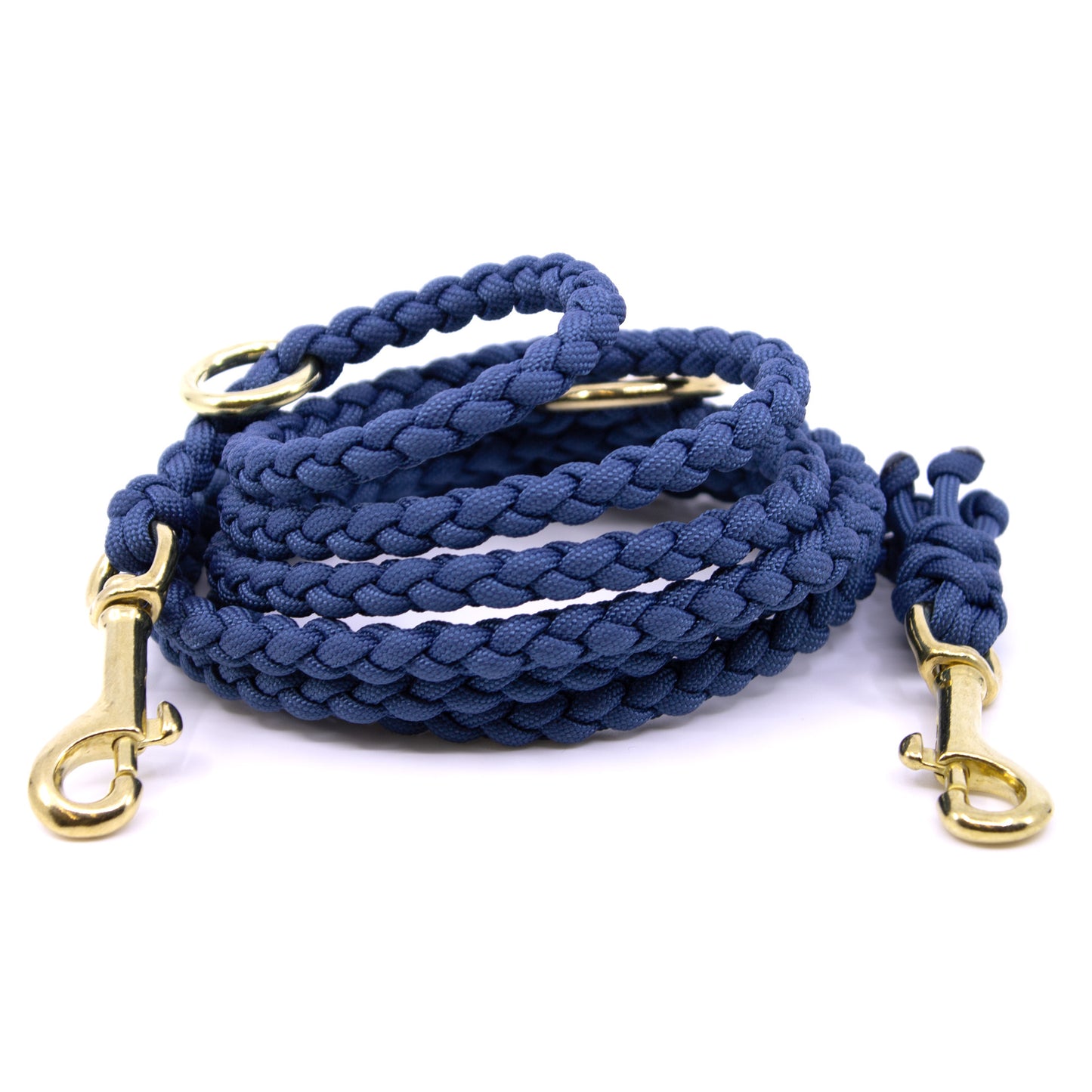 Leine Paracord Miami Small in Petrol Blau mit Messing Beschlägen