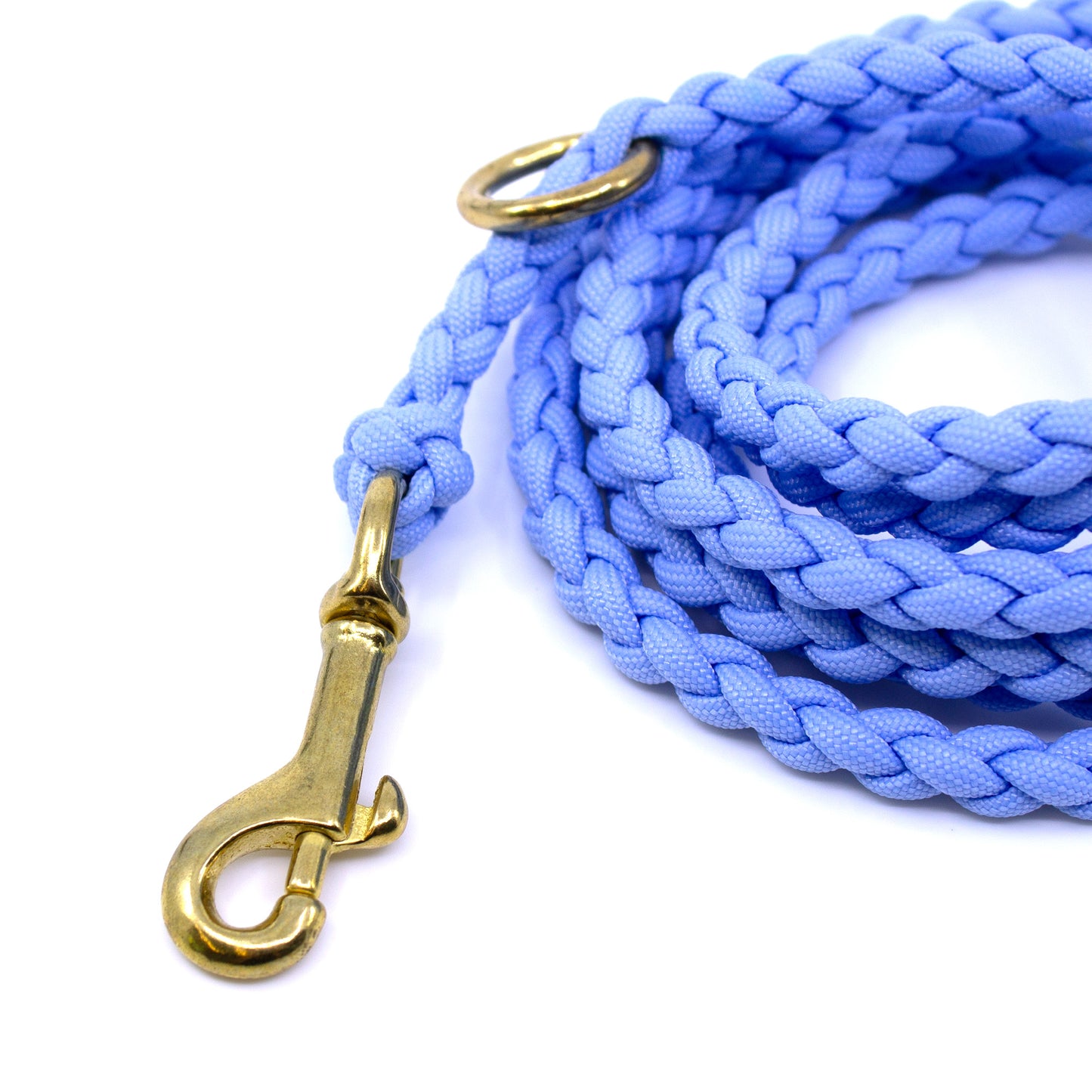 Paracord Leine für kleine Hunde in Polar Blau mit Messing Beschlägen