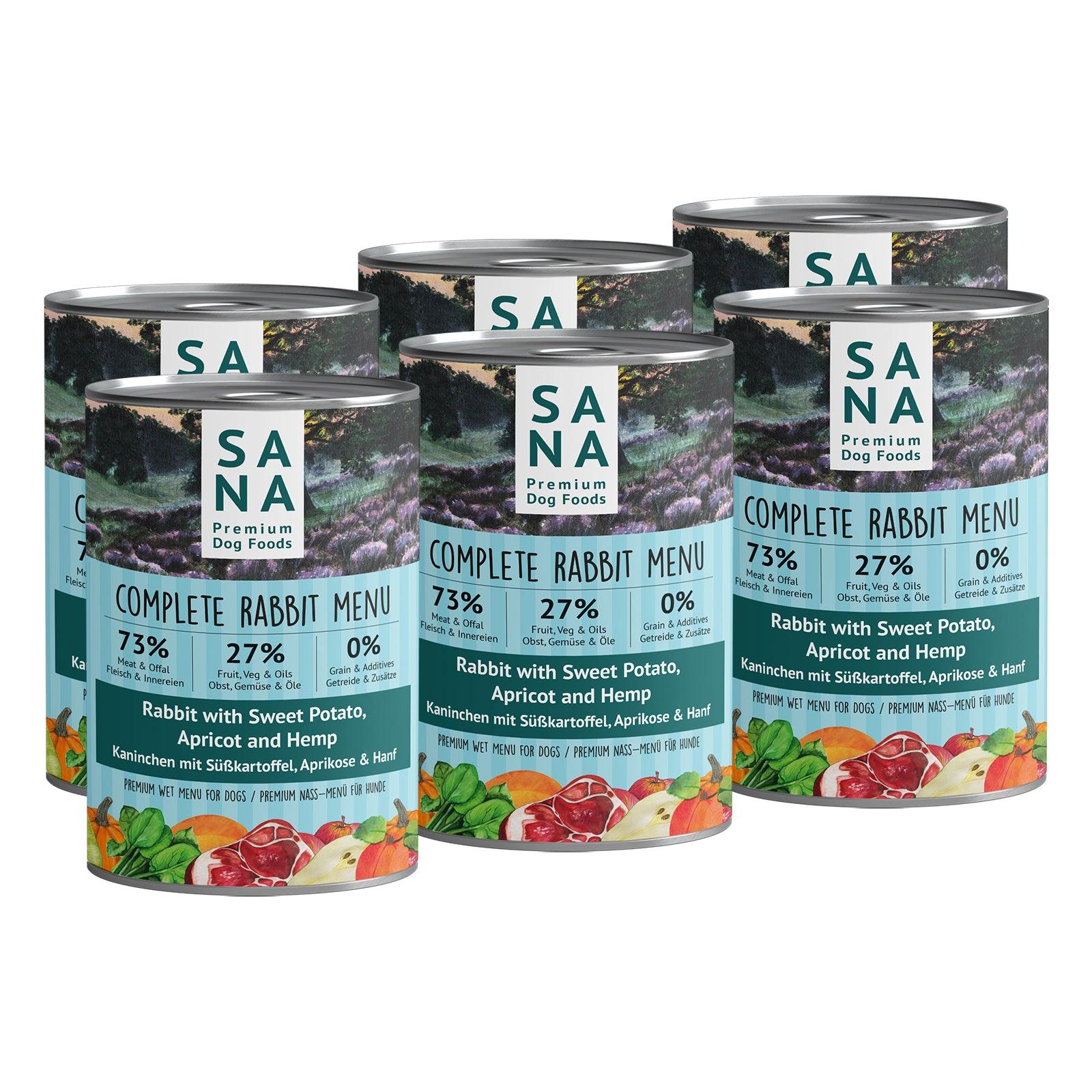 SANADOG Nassfutter für Hunde KANINCHEN